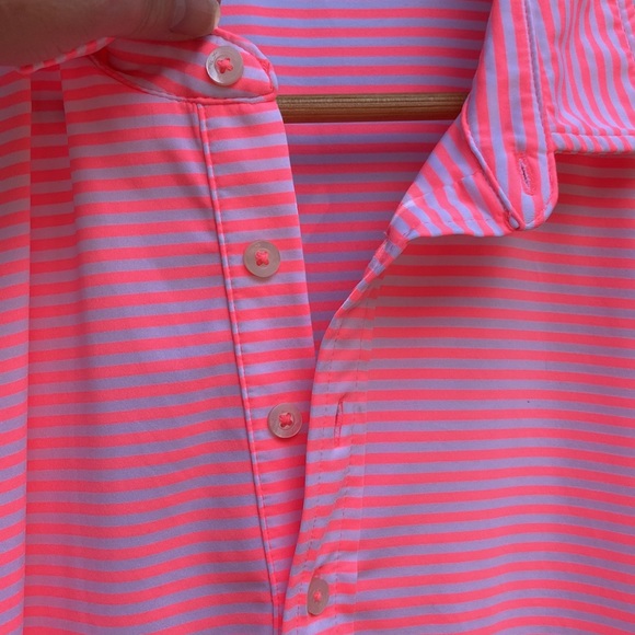 Ralph Lauren RLX neon pink and white striped men’s polo shirt, Size XL (J1001) - Picture 4 of 13
